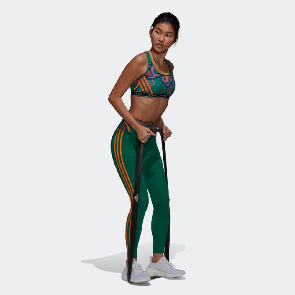 FarmRio x Adidas Bright Green and Orange Leggings L